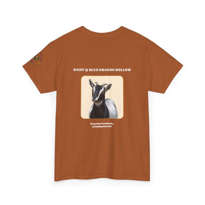 Daisy the Goat Unisex T-Shirt — Nigerian Dwarf Goat Tee, Blue Dragon Hollow Farm