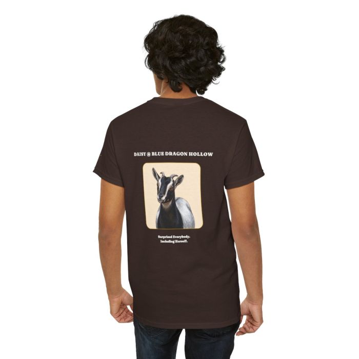 Daisy the Goat Unisex T-Shirt — Nigerian Dwarf Goat Tee, Blue Dragon Hollow Farm