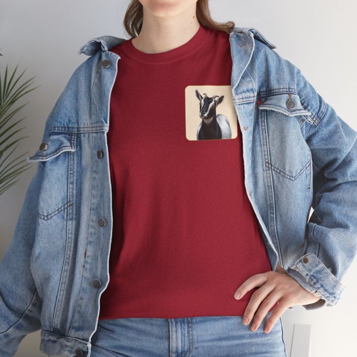 Daisy the Goat Unisex T-Shirt — Nigerian Dwarf Goat Tee, Blue Dragon Hollow Farm