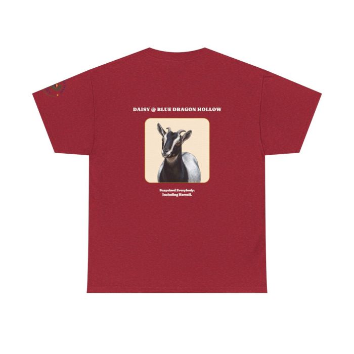 Daisy the Goat Unisex T-Shirt — Nigerian Dwarf Goat Tee, Blue Dragon Hollow Farm