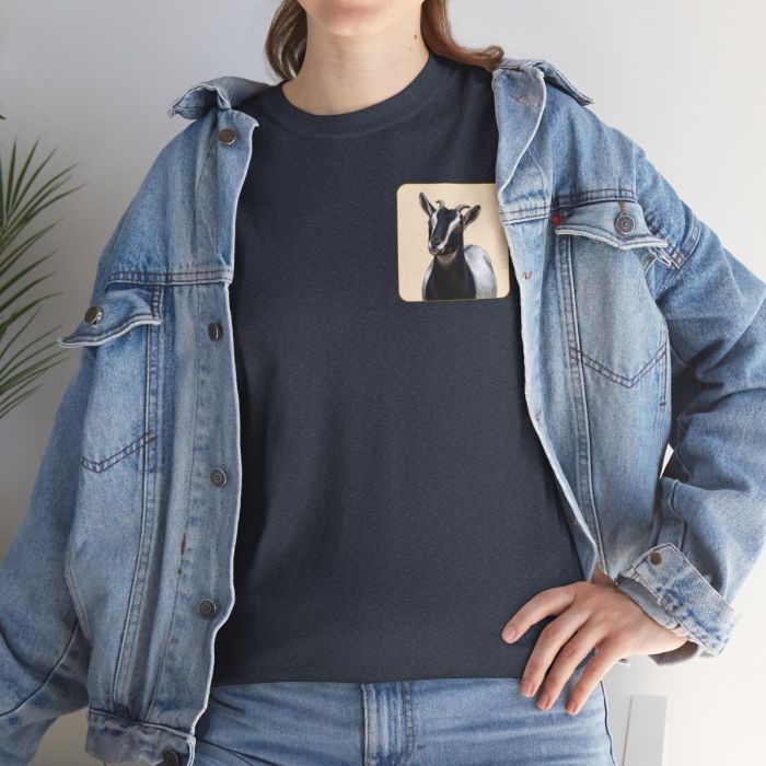 Daisy the Goat Unisex T-Shirt — Nigerian Dwarf Goat Tee, Blue Dragon Hollow Farm