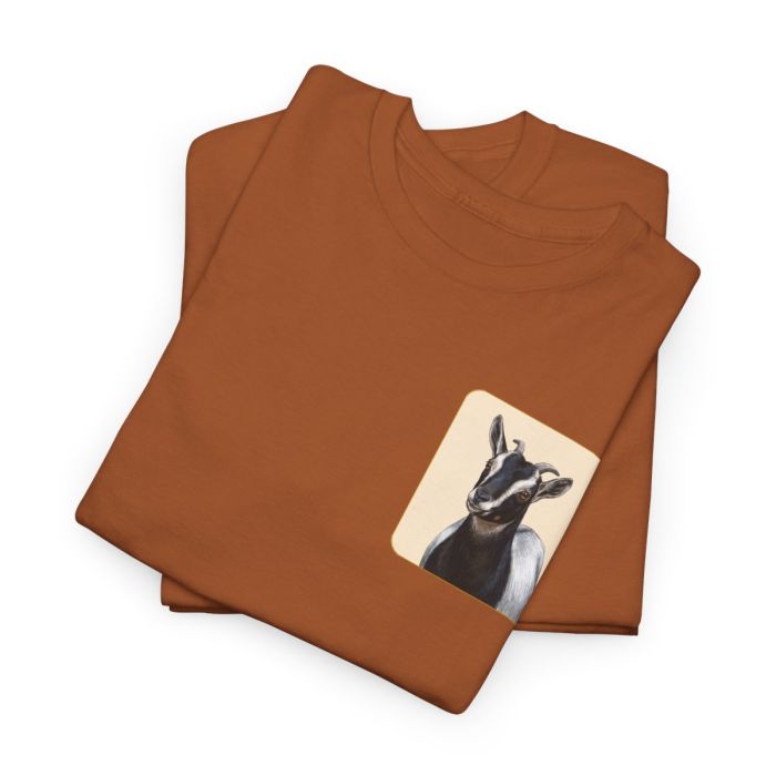 Daisy the Goat Unisex T-Shirt — Nigerian Dwarf Goat Tee, Blue Dragon Hollow Farm