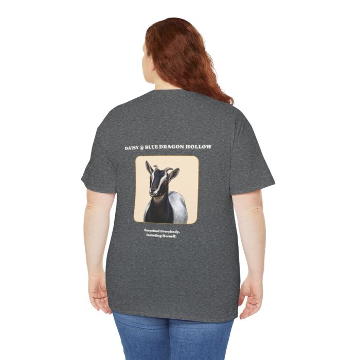 Daisy the Goat Unisex T-Shirt — Nigerian Dwarf Goat Tee, Blue Dragon Hollow Farm
