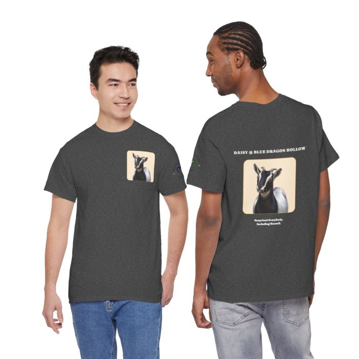 Daisy the Goat Unisex T-Shirt — Nigerian Dwarf Goat Tee, Blue Dragon Hollow Farm