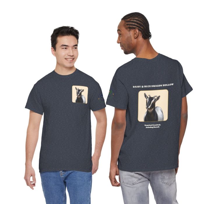 Daisy the Goat Unisex T-Shirt — Nigerian Dwarf Goat Tee, Blue Dragon Hollow Farm
