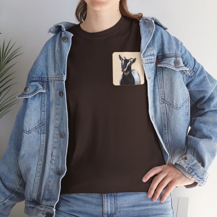 Daisy the Goat Unisex T-Shirt — Nigerian Dwarf Goat Tee, Blue Dragon Hollow Farm