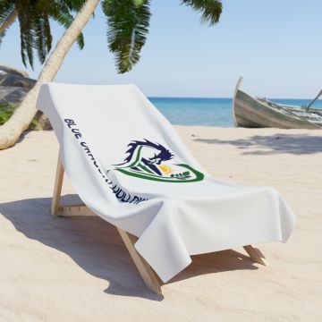 Blue Dragon Hollow Logo Beach Towel | heart, dragon, farm fields